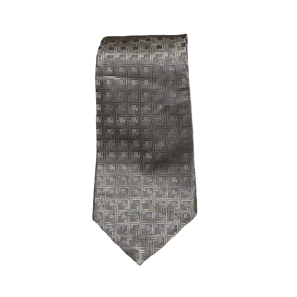 Geoffrey Beene Mens Tie Green Geometric Pattern 100% Silk‎ 58.5"L X 4"W